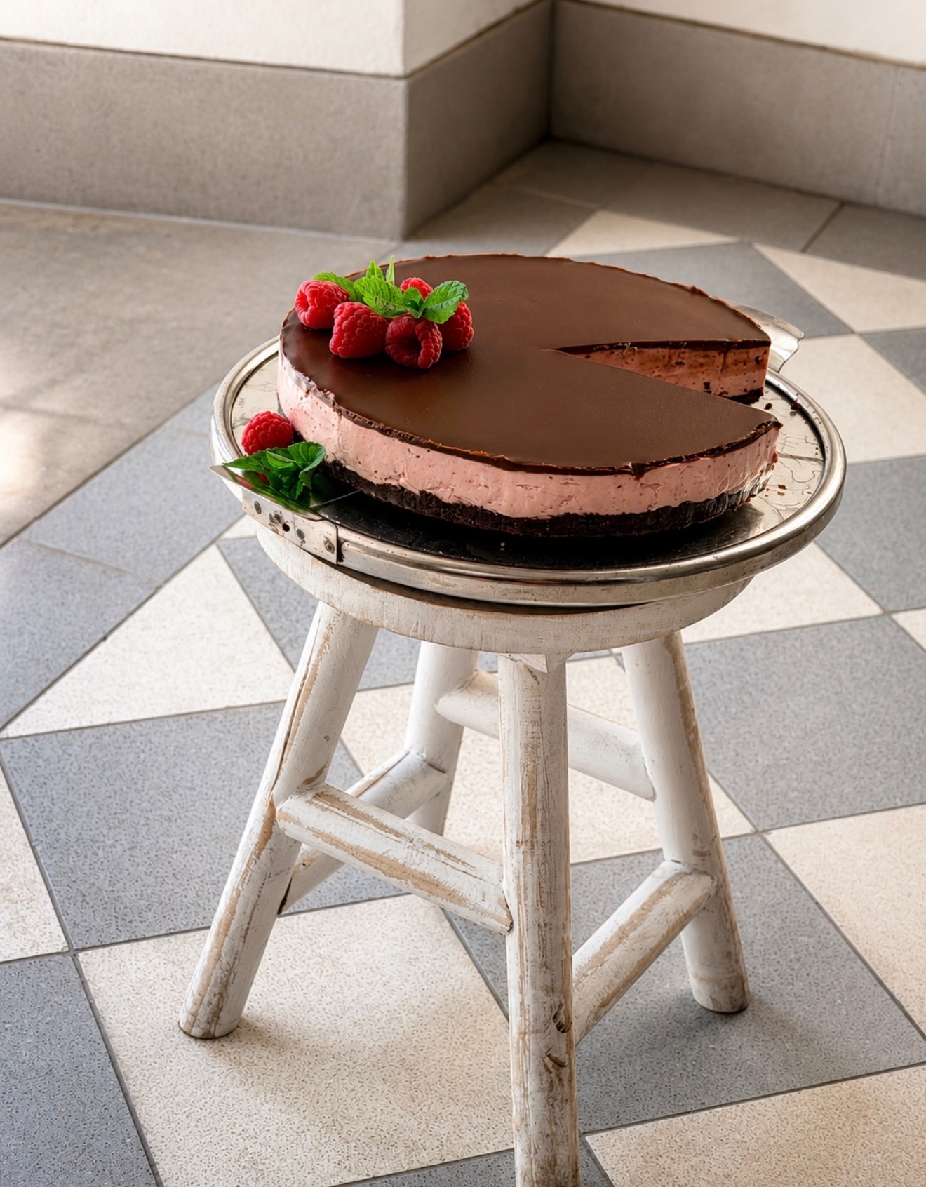 Malinový cheesecake s čokoládou